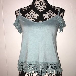 🍓blue off the shoulder boho tank top